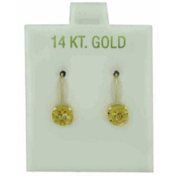 GENUINE 1.78 Cts YELLOW TOPAZ EARRINGS 14k GOLD